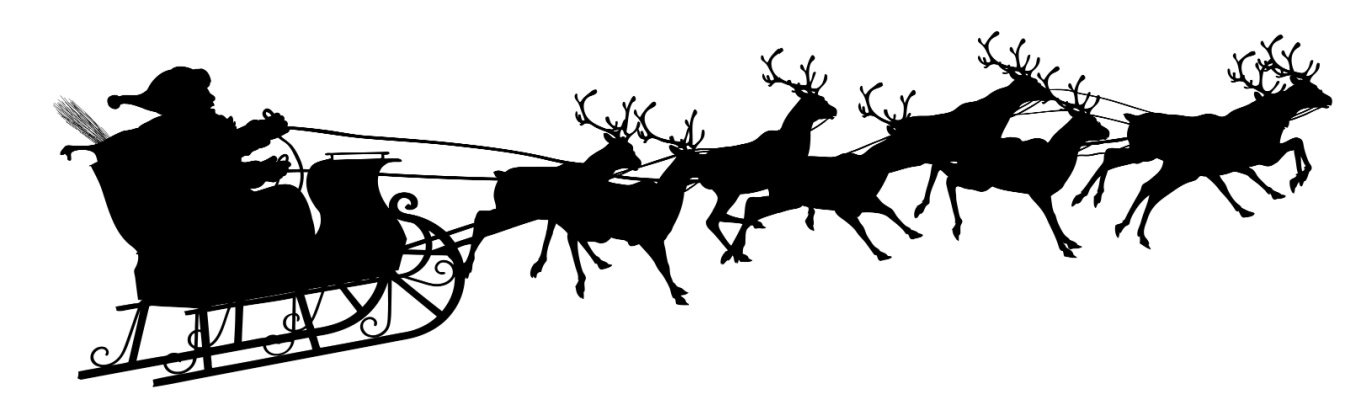 santa and reindeer in a sleigh