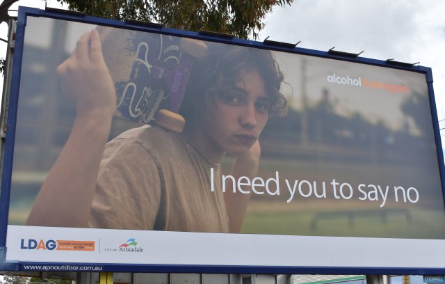 Alcohol Think Again 'I need you to say no' advertising on billboard